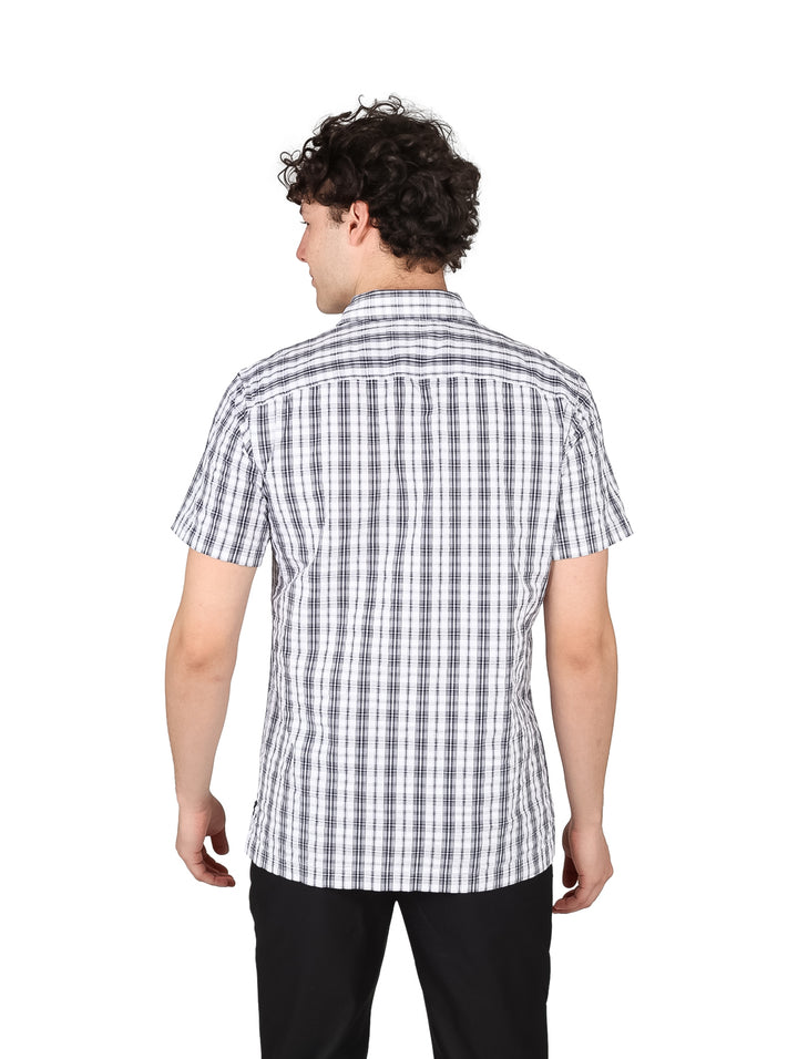 Camisa Perry Ellis de Cuadros Blanco para Hombre