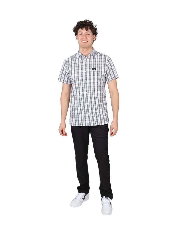 Camisa Perry Ellis de Cuadros Blanco para Hombre