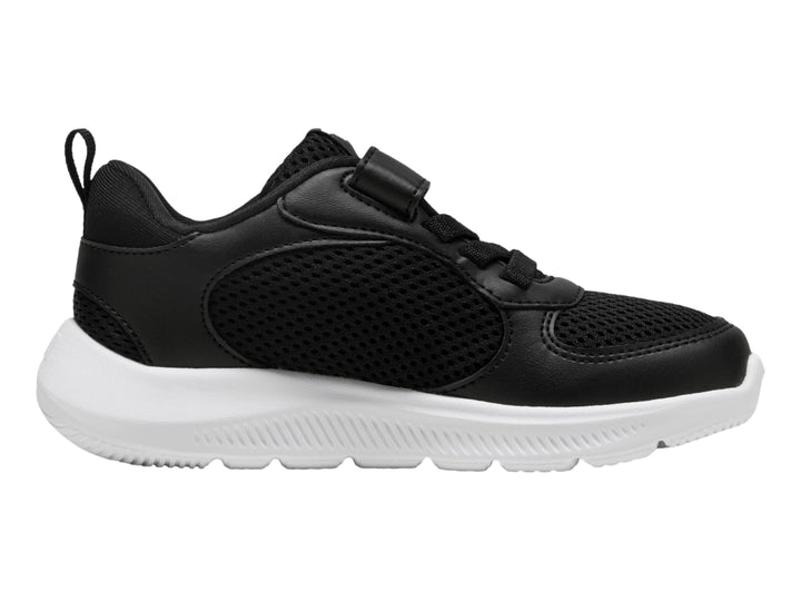 Tenis PUMA Fun Racer 2 AC+ PS en color negro con suela blanca, diseño deportivo para niño o niña.