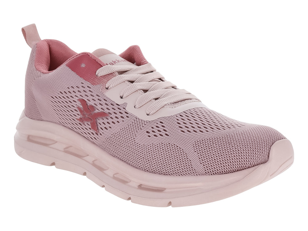 Tenis deportivos de color rosa con malla transpirable y suela blanca, marca Makena.