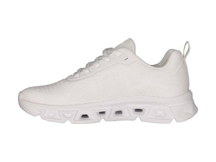 Tenis deportivos Charly color blanco con detalles en rosa y suela blanca robusta.