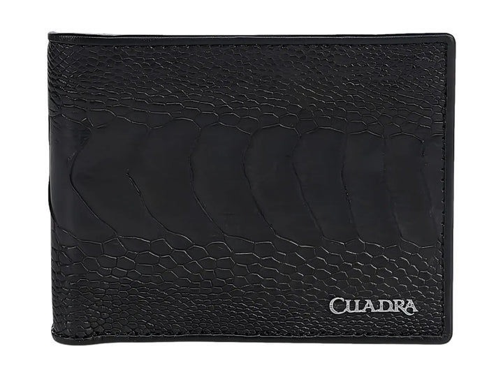Billetera Cuadra Piel de Avestruz Negro para Hombre