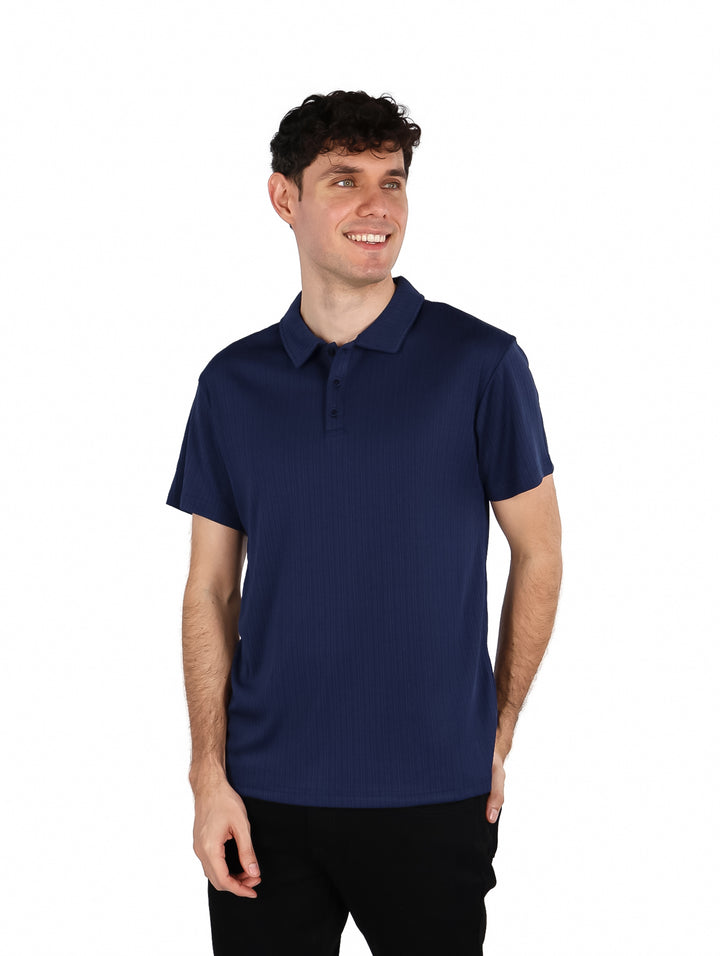 Playera Polo ATOK Navy con Textura para Hombre