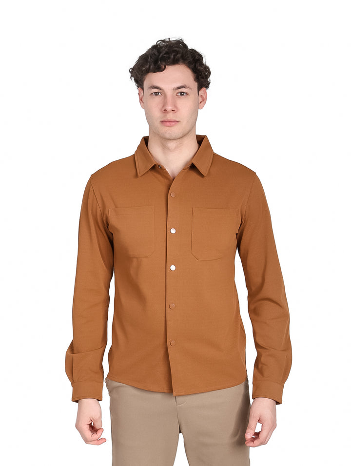 Camisa ATOK Manga Larga Color Café para Hombre