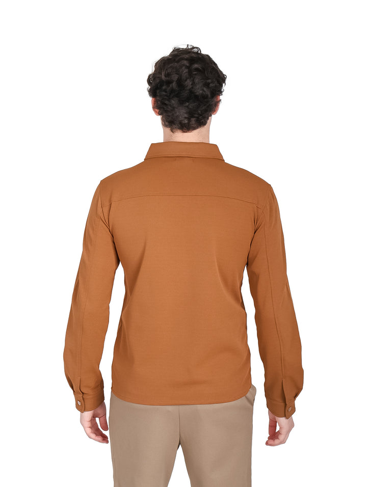 Camisa ATOK Manga Larga Color Café para Hombre