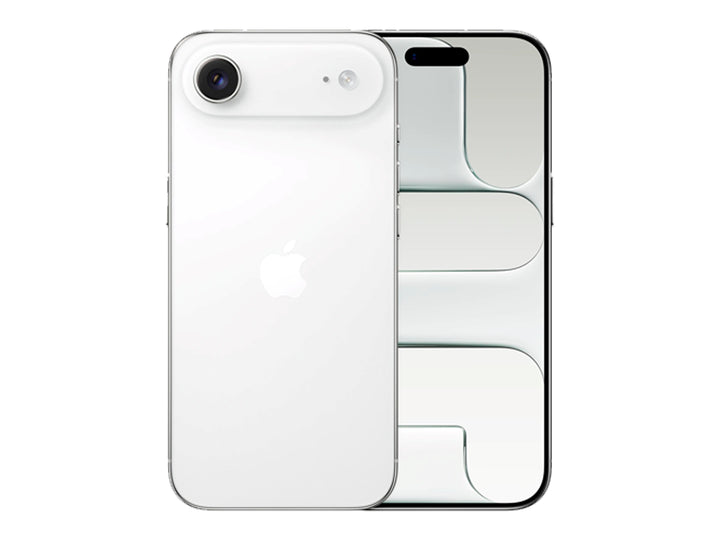 Vista posterior y frontal de un iPhone 17 Air en color blanco con acabado brillante.