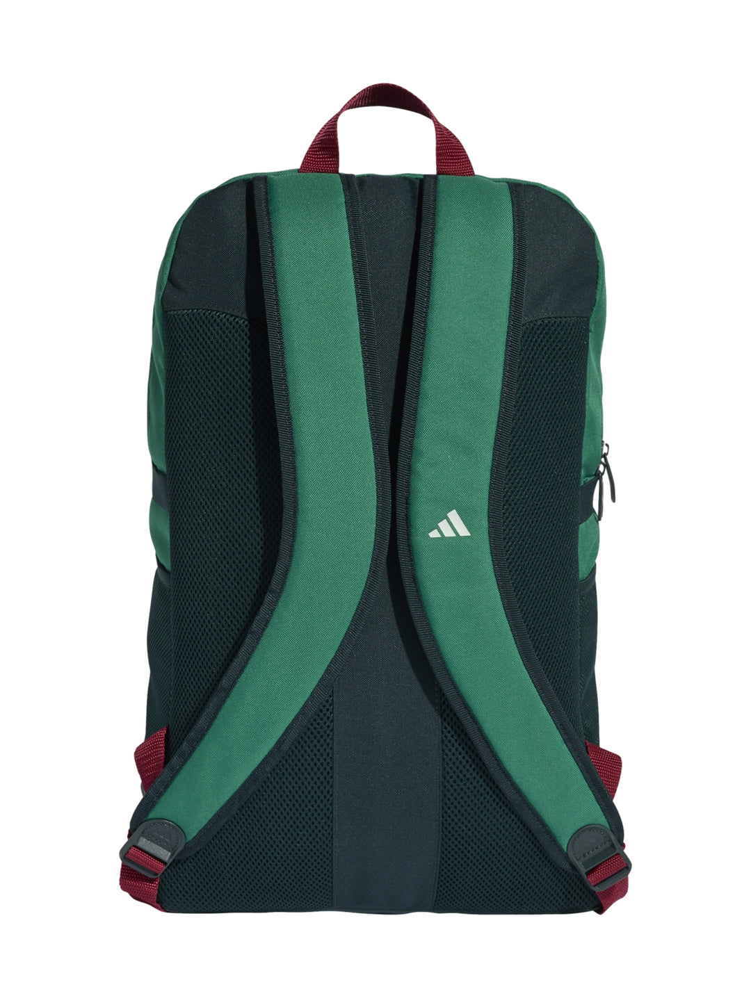 Mochila deportiva Adidas verde con escudo de la Selección Mexicana y detalles en blanco y rojo.