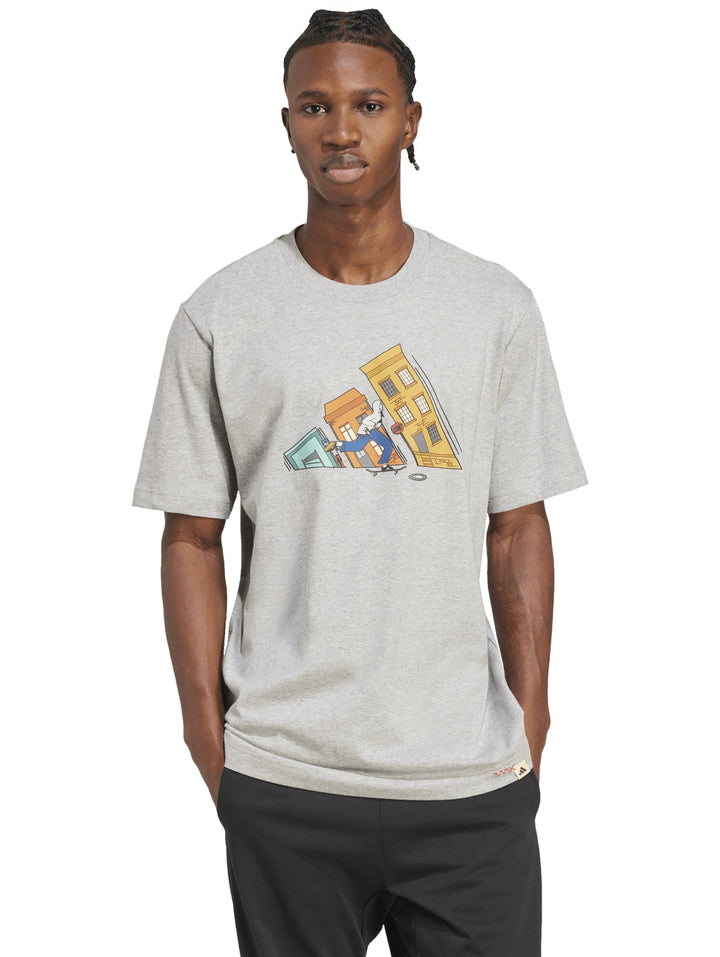 Playera Adidas Graphic Doodle Hunt Skate Gris para Hombre