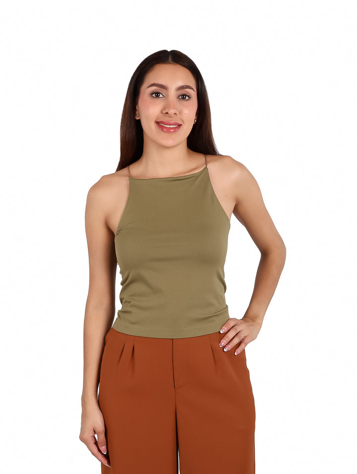 Crop Top ATOK Básico Verde para Mujer