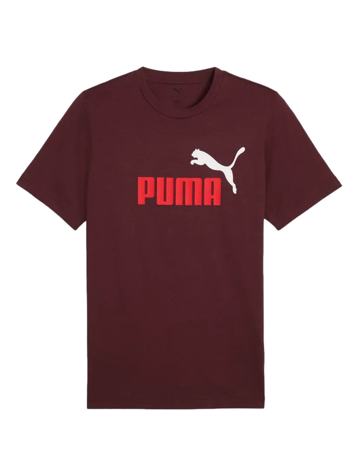Playera PUMA de color guinda con logotipo blanco y rojo en el pecho.