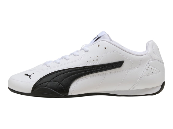 Tenis PUMA Catch color blanco con franja lateral en negro y suela negra.