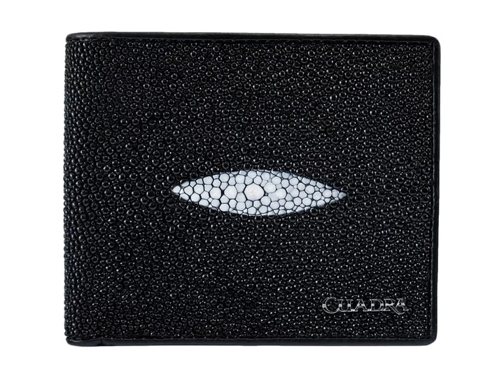 Billetera Cuadra Piel de Mantarraya Negro para Hombre