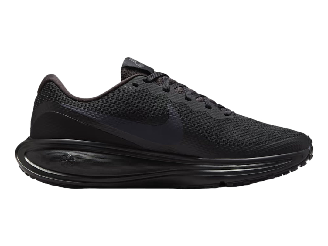 Tenis deportivos Nike Revolution 8 en color negro y antracita con malla transpirable y suela de espuma.
