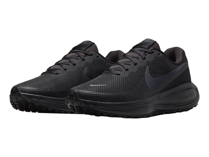 Tenis deportivos Nike Revolution 8 en color negro y antracita con malla transpirable y suela de espuma.