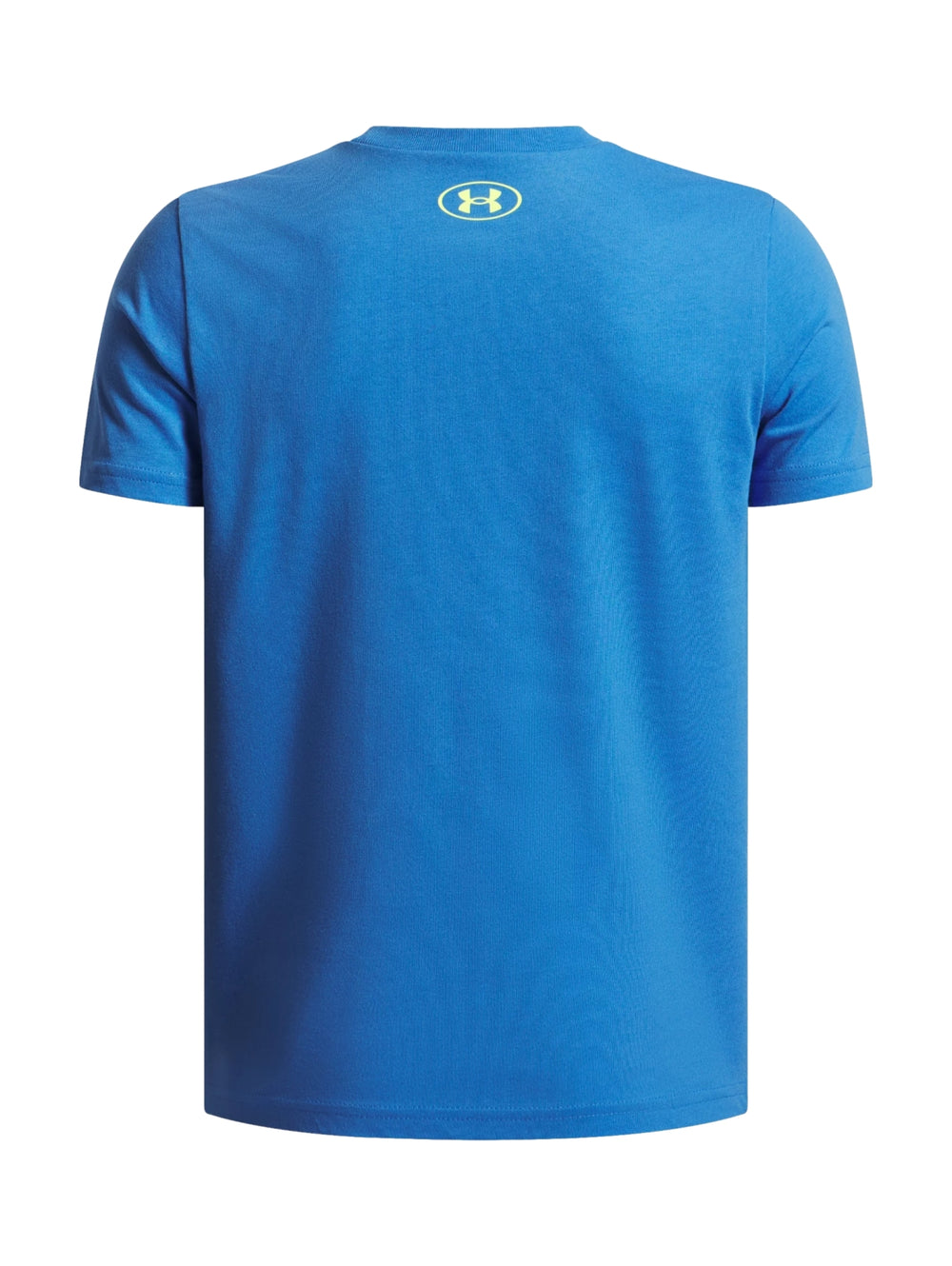 Camiseta deportiva azul de manga corta con logotipo de Under Armour en el pecho.