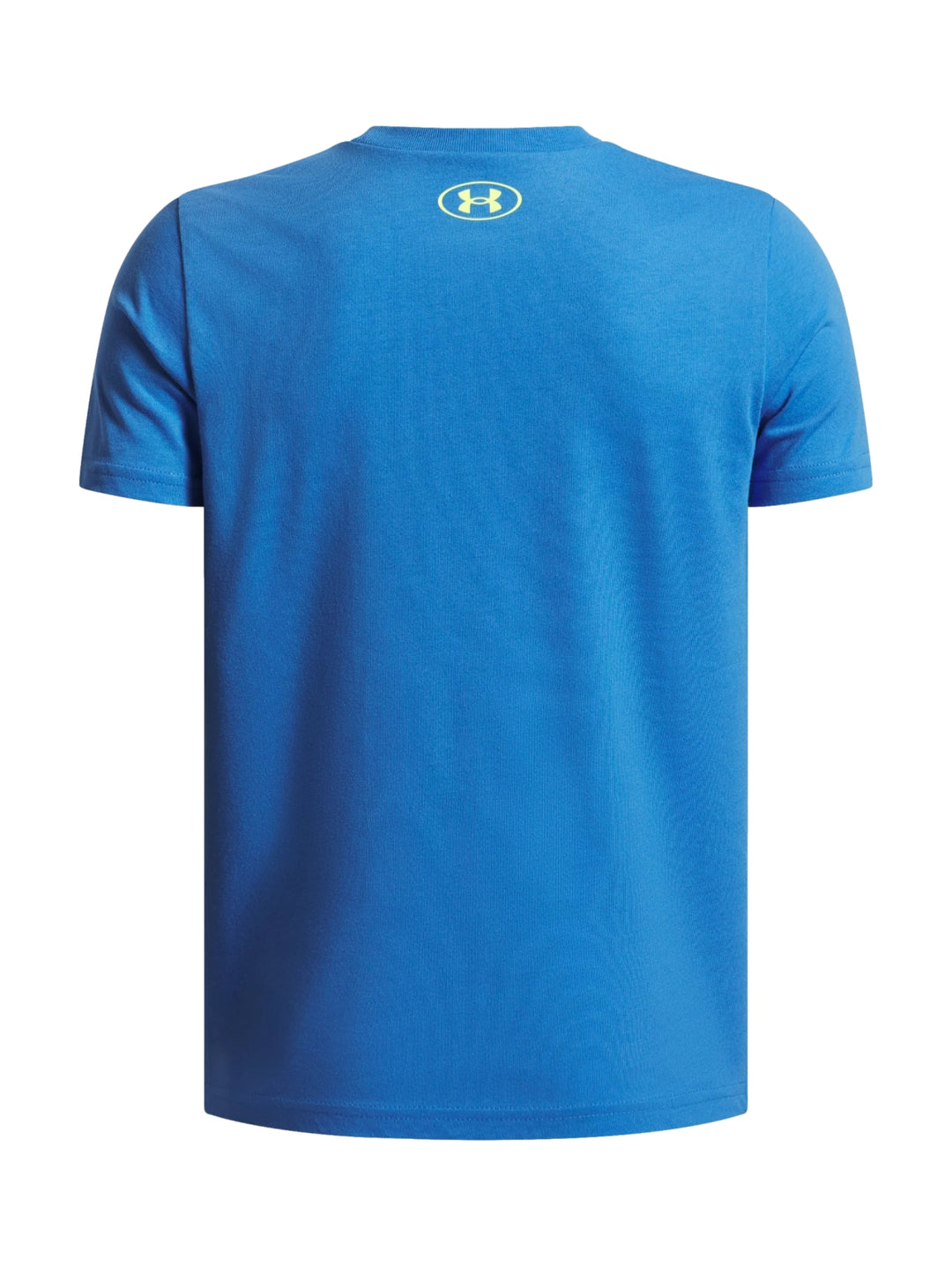 Camiseta deportiva azul de manga corta con logotipo de Under Armour en el pecho.