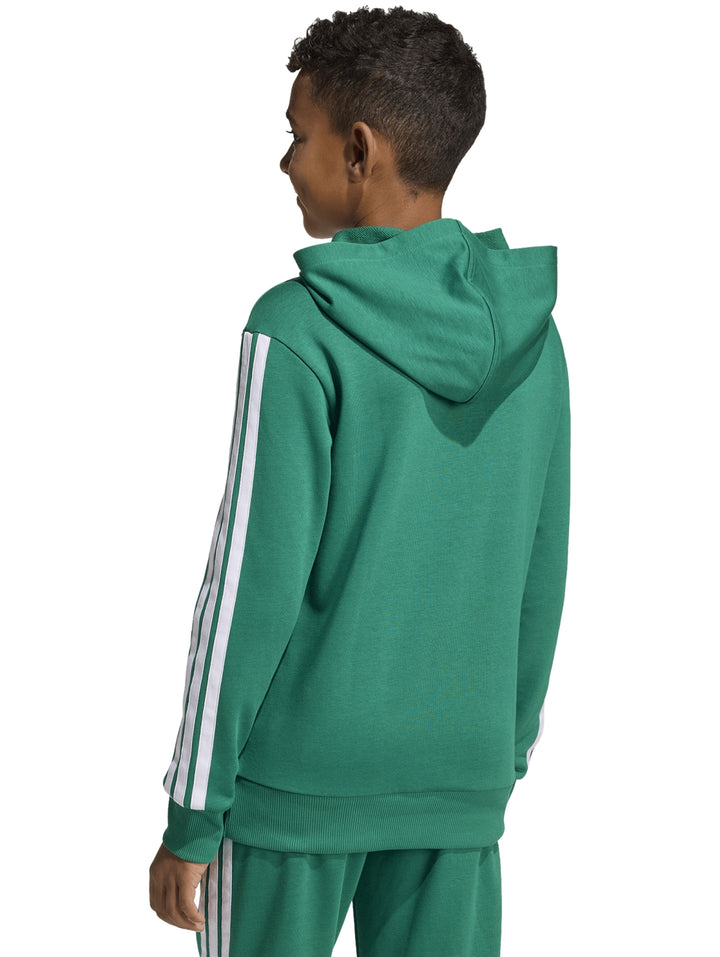 Sudadera verde Adidas para niño con capucha, rayas blancas en las mangas y escudo de la Selección Mexicana.