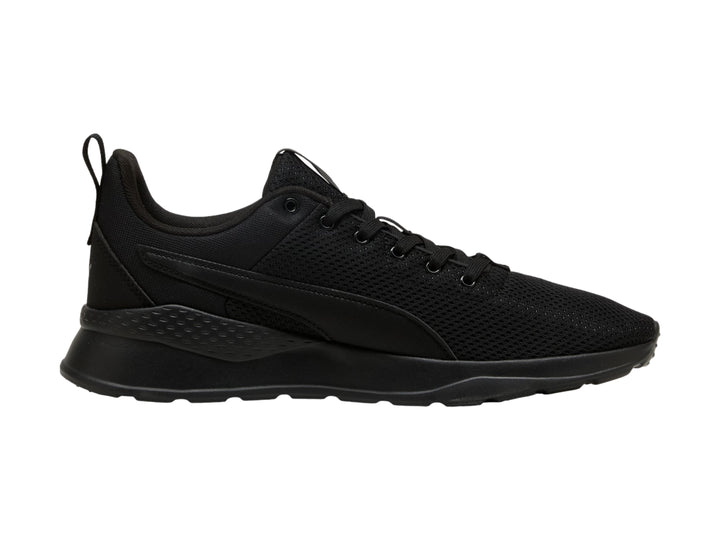 Tenis deportivos PUMA NZARUN LITE en color negro total, vista lateral.