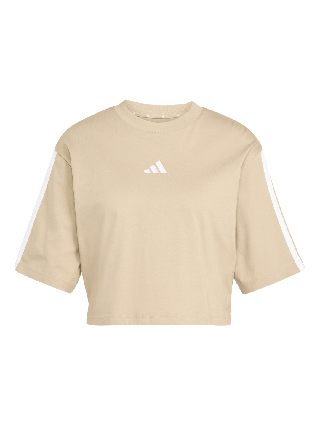 Playera Adidas Essentials 3 Franjas Beige para Mujer
