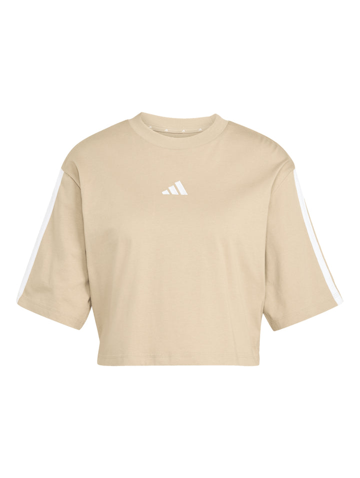 Playera Adidas Essentials 3 Franjas Beige para Mujer