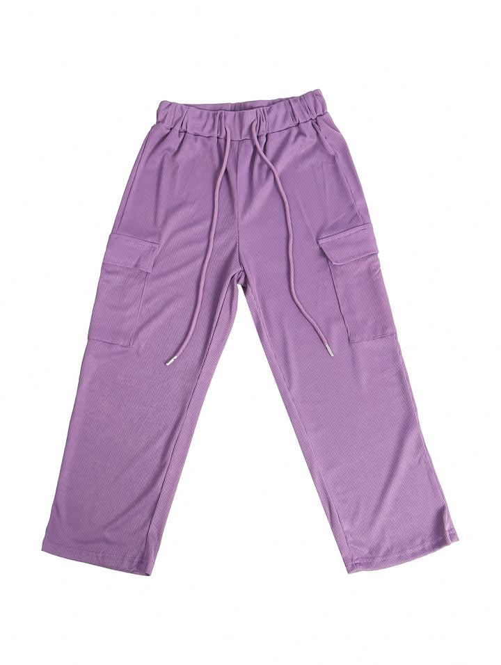 Chaqueta morada de manga larga con cierre frontal y textura acanalada para Niña.
