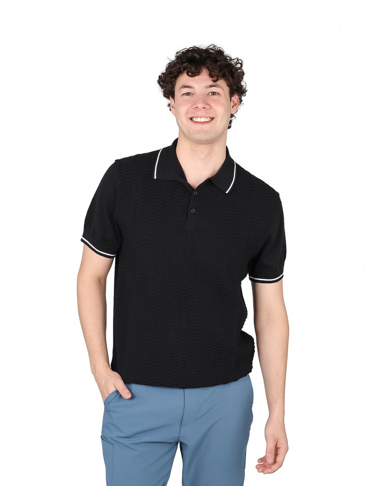Playera Polo DKNY Negro Tejida para Hombre