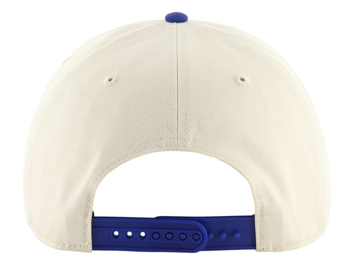 Gorra 47 Brand de color natural con visera y logo bordado en azul de los Dodgers de Los Ángeles.
