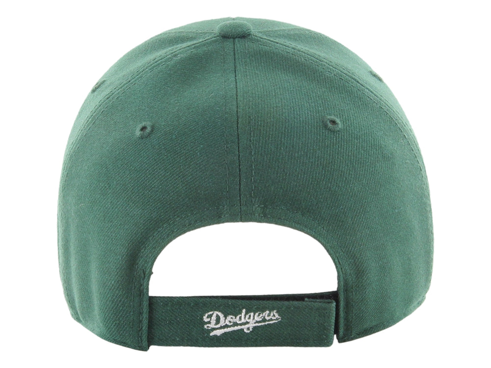 Gorra deportiva de color verde oscuro con logotipo bordado en blanco de los Dodgers de Los Ángeles.