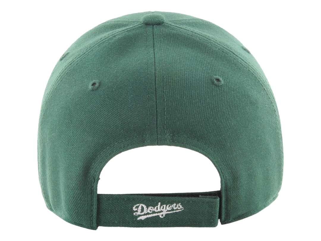 Gorra deportiva de color verde oscuro con logotipo bordado en blanco de los Dodgers de Los Ángeles.