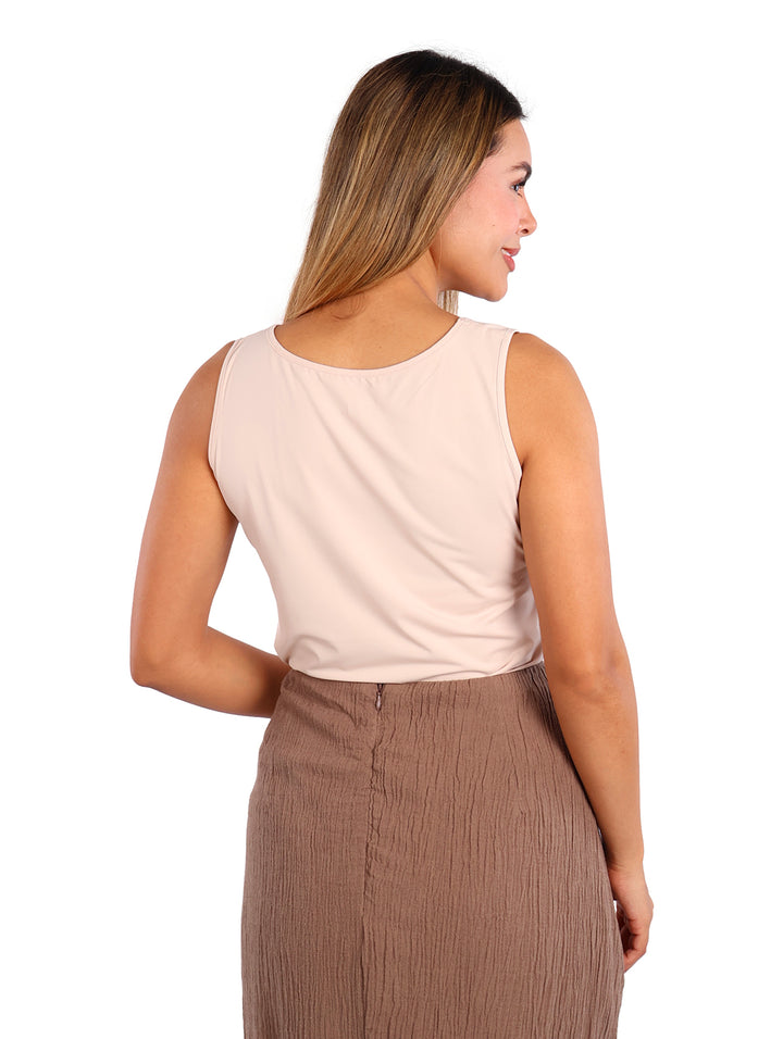 Blusa Sin Mangas Roze Color Nude para Mujer