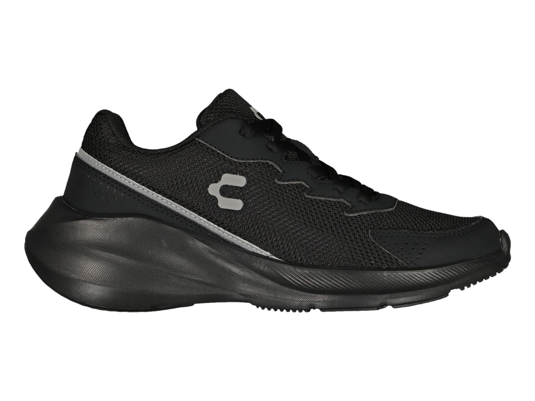 Tenis Charly color negro con detalles en gris, diseño deportivo y casual con suela robusta.