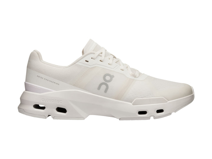 Tenis deportivos On Cloud color blanco con suela amortiguada y malla transpirable.