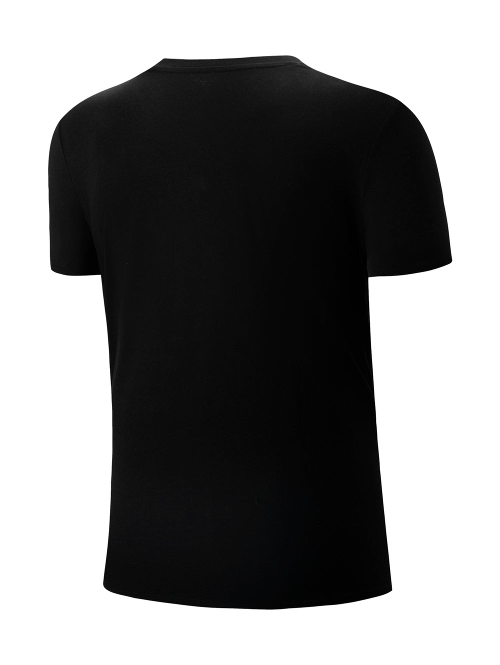 Playera deportiva negra de manga corta con estampado de New York en color blanco.