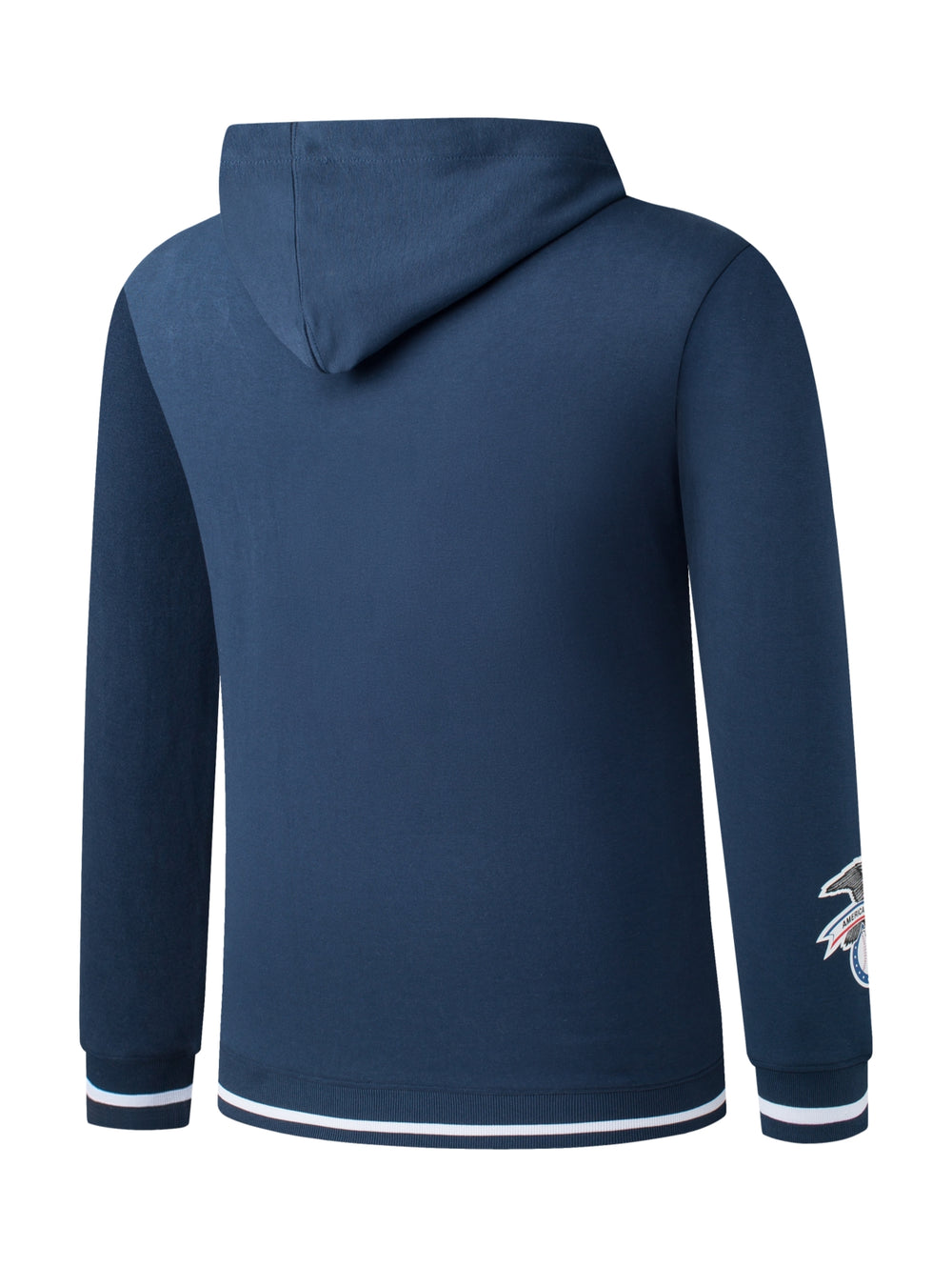 Sudadera azul marino con capucha, texto New York Yankees en el pecho y detalles blancos en bordes.