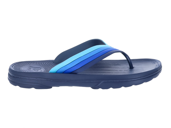 Sandalias color azul marino con tiras en degradado de tonos azules.