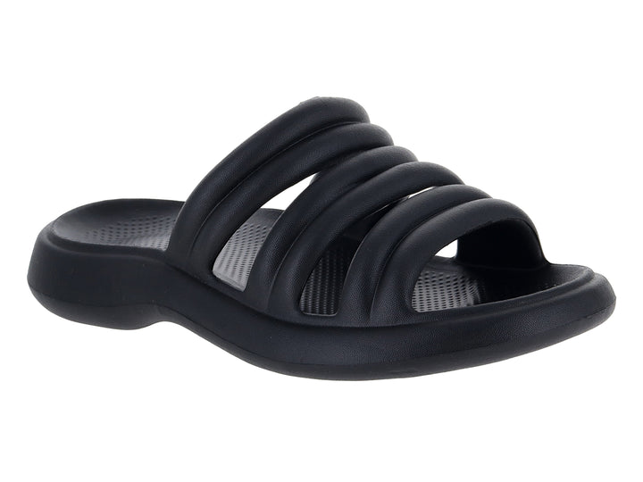 Sandalias de playa color negro para mujer con tiras gruesas y suela de EVA.