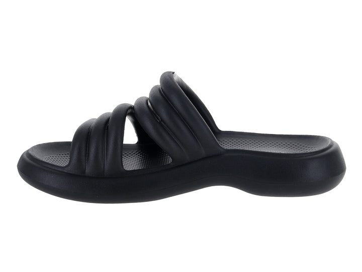 Sandalias de playa color negro para mujer con tiras gruesas y suela de EVA.