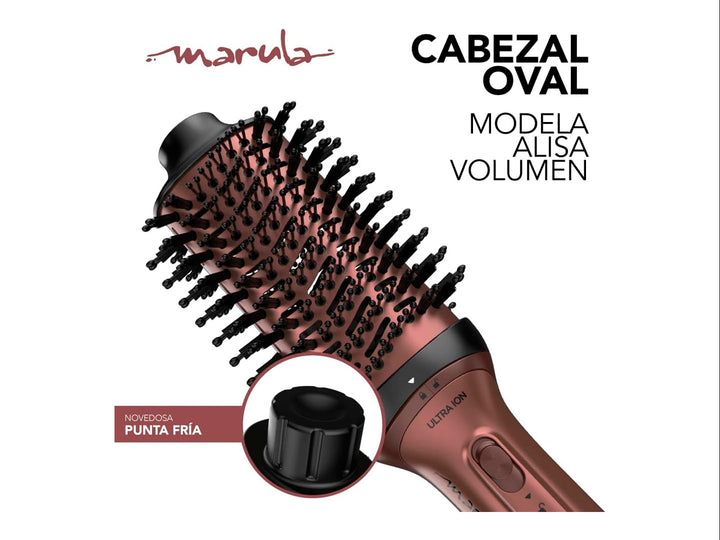 Cepillo moldeador de cabello GAMA ITALY en color rosa con accesorios y cabezal intercambiable sobre fondo blanco.