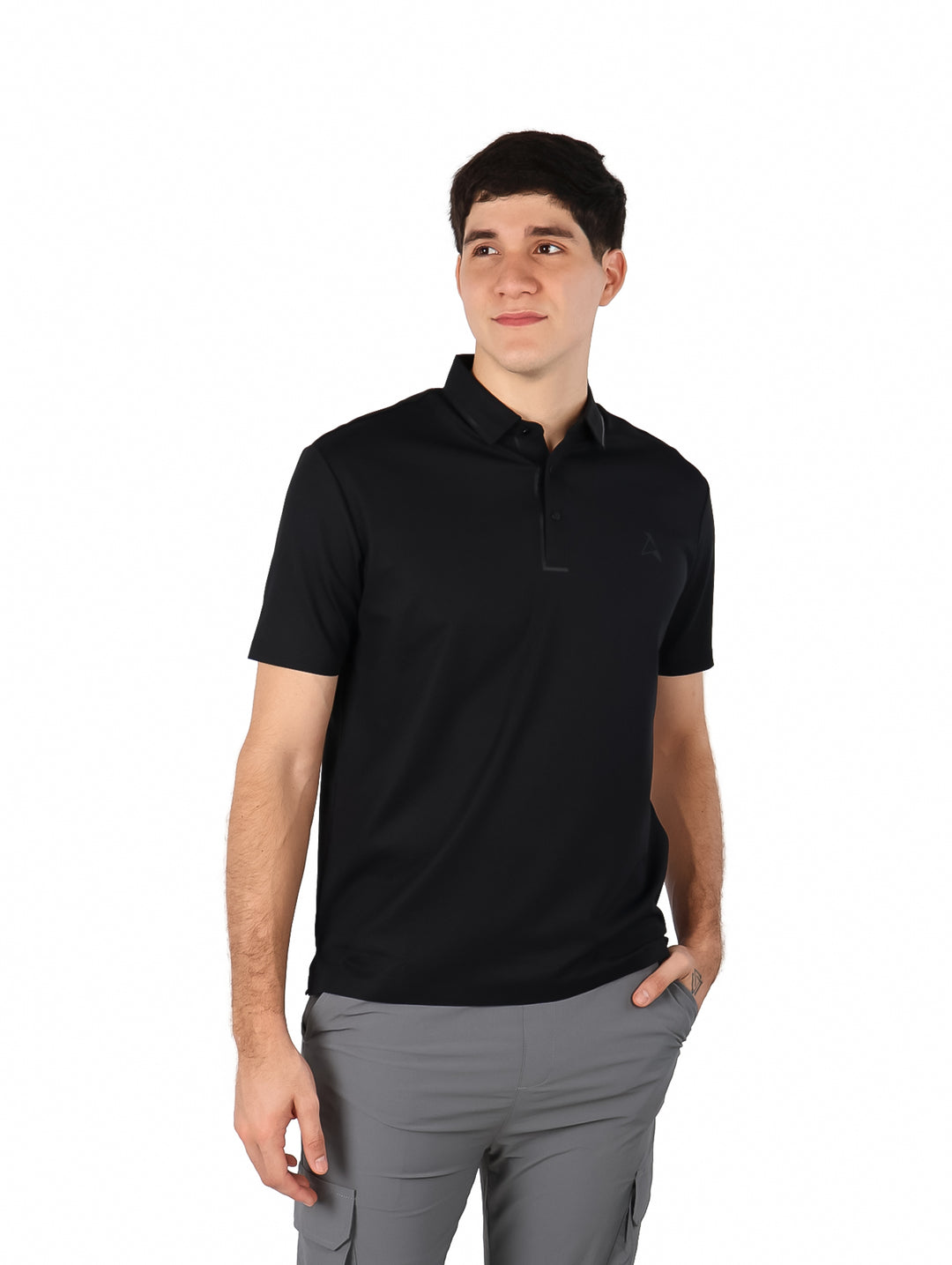 Playera Polo ATOK Negra Texturizada para Hombre