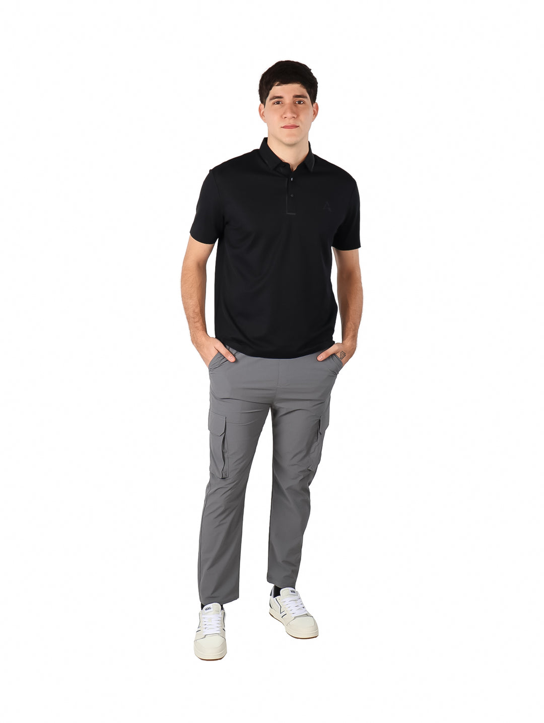 Playera Polo ATOK Negra Texturizada para Hombre