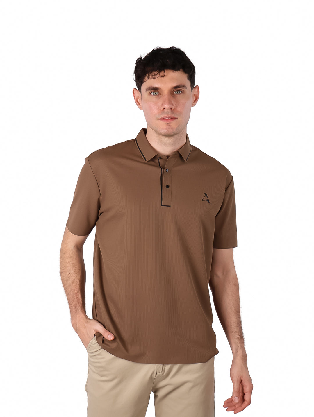 Playera Polo ATOK Café con Textura para Hombre