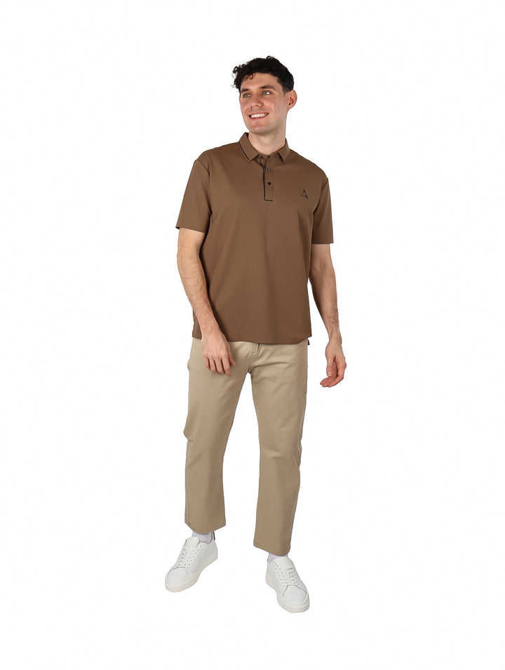 Playera Polo ATOK Café con Textura para Hombre