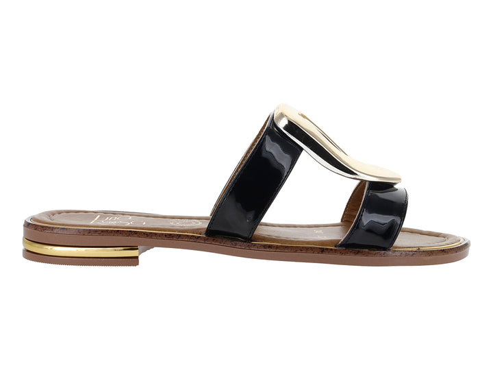 Sandalias Luna Rosa de Charol Negro para Mujer