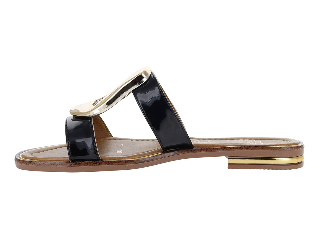 Sandalias Luna Rosa de Charol Negro para Mujer