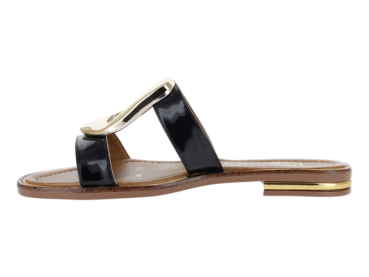 Sandalias Luna Rosa de Charol Negro para Mujer