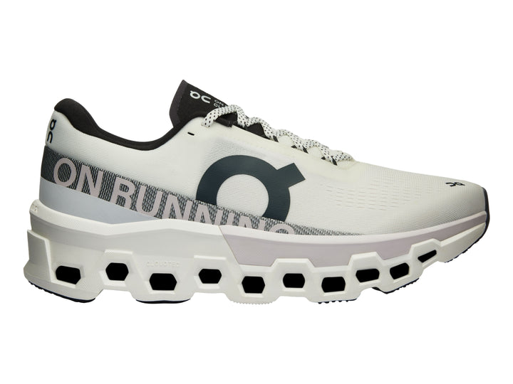 Tenis deportivos On CloudMonster 2 en color blanco y frost con suela gruesa y diseño moderno.