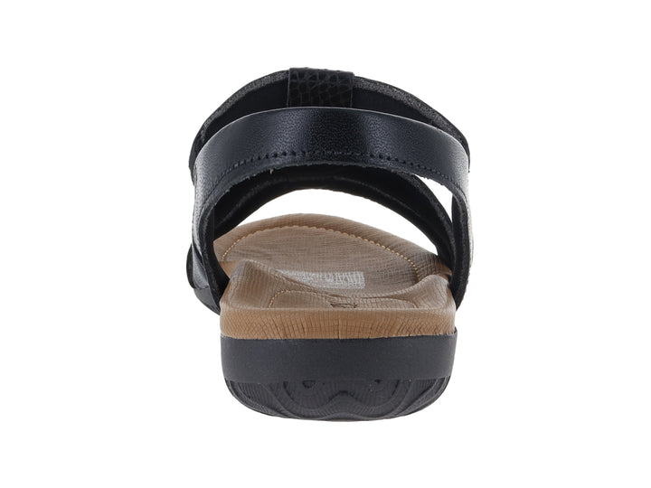 Sandalias de confort USAFLEX color negro con suela marrón y tiras ajustables para mujer.