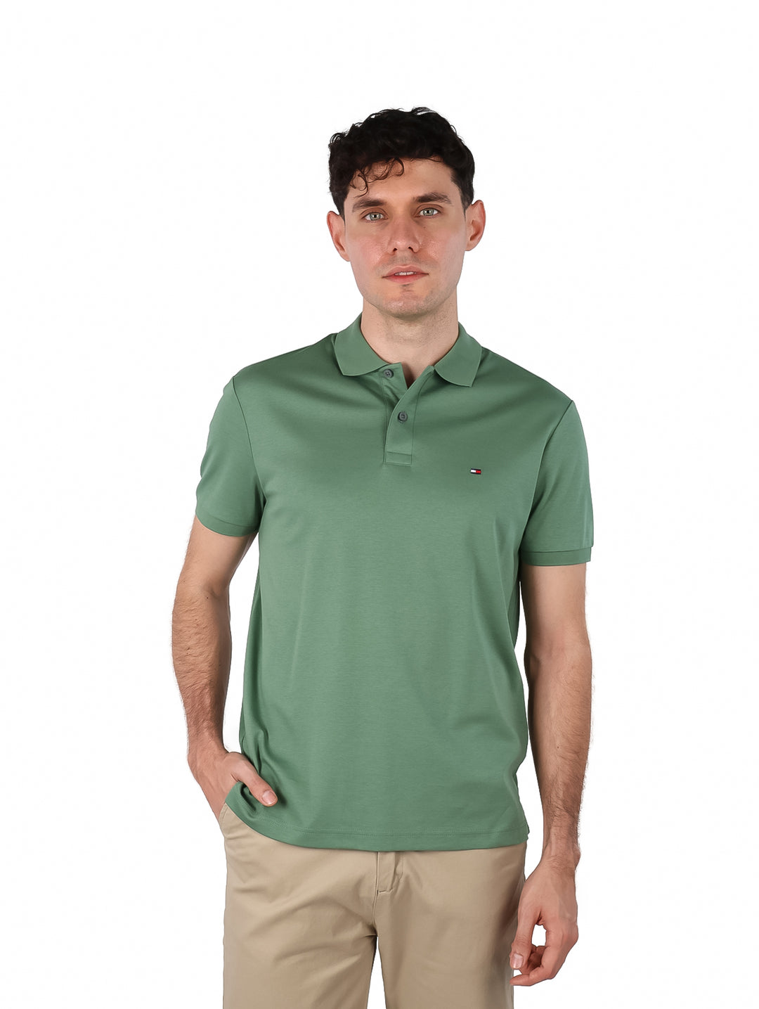 Playera Polo Tommy Hilfiger Verde Dusty Meadow para Hombre