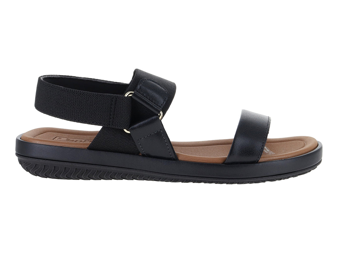 Sandalias negras de confort USAFLEX con correas ajustables y plantilla color café.