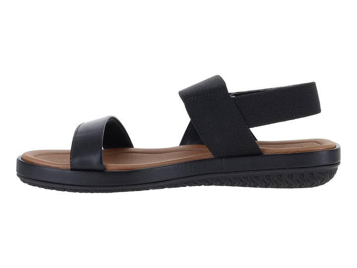 Sandalias negras de confort USAFLEX con correas ajustables y plantilla color café.